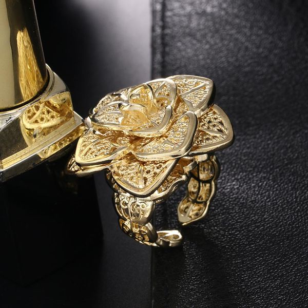 

beautiful noble cute pretty fashion wedding party silver gold color women lady flower open ring jewelry jsr116 h sqclif
