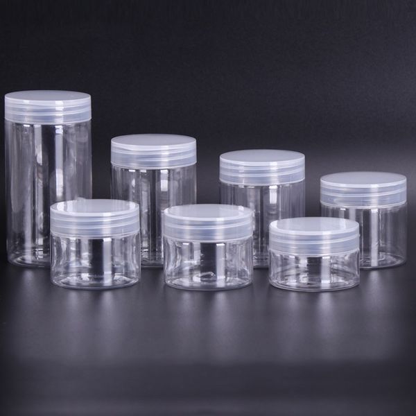

30 40 50 60 80ml plastic jars transparent pet plastic storage cans boxes round bottle with plastic/aluminum lids yys3510