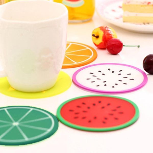 

novelty cute fruit shape silicone cup pad slip insulation pad cup mat drink holder placemats silicone mat1