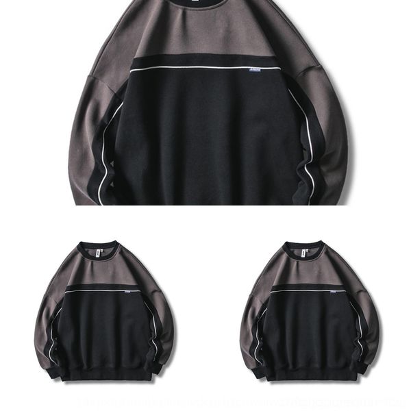 

nytgj chaowai осень новая тенденция подбора цвета пуловер рукав плюшевые sweatersweater для мужчин с длинным свитером цвета, соответствующег, Black