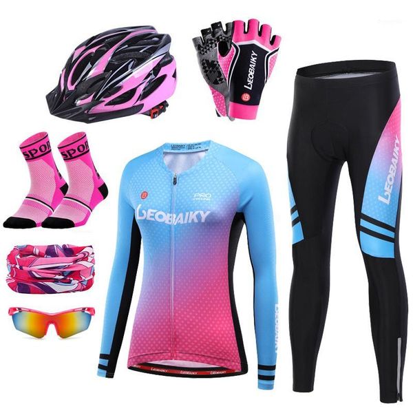 

spring autumn racing mtb bike clothing women pro team cycling jersey set woman long sleeve bicycle clothes ladies sports wear1, Black;blue