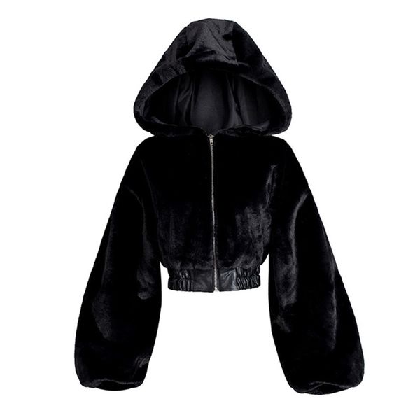 

gothic winter jacket women coat fashion autumn hooded slim warm high waist velvet short black coats female outwear trendy 201026, Black;brown