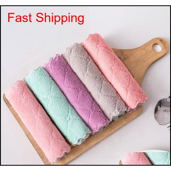 

thick coral velvet dish cloth clean cloth reusable scrub wash cloths home kitchen cleaning cloths qylhpc mj_bag