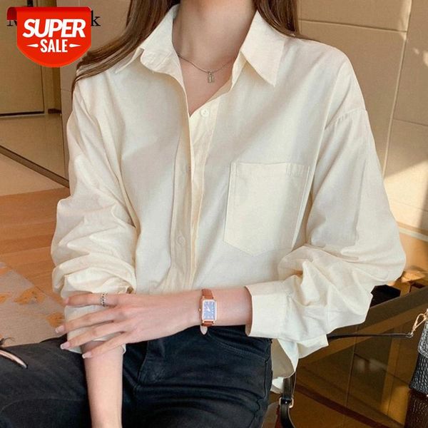 

blusas long sleeve button casual shirt white yellow bloluse shirt new spring office loose solid women blouses shirts 12861 #wn7q
