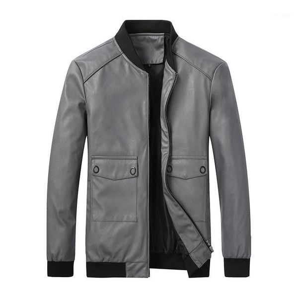 

new pu leather jacket men fashion motorcycle leather coats men solid causal bomber baseball jacket biker male faux coats1, Black