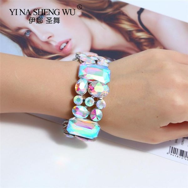 

stage wear fashion crystal bracelet for women full rhinestones geometric shiny pendant belly dance party jewelry accessories 1pc, Black;red