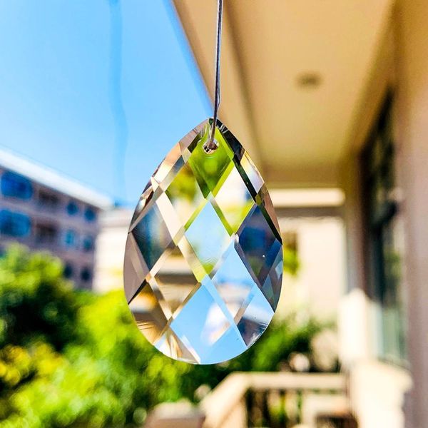 

2 5pcs acrylic teardrop 38mm garland hanging crystal prism diy pendant chandelier jewelry suncatcher spacer faceted centerpiece h jllbdx