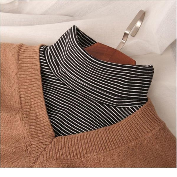 

women girl fake collar casual style high neck for sweater blouse wo qylpod, Blue;red