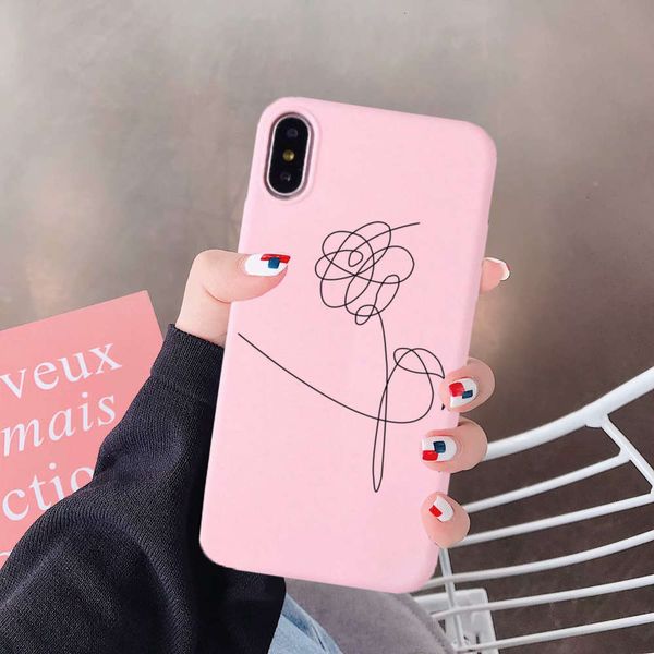 

1dwjamular love yourself vip 7, 11 pro, 12 xs, max, xr, se2020, x, 6, 8 plus flower dign mobile phone cover, with abstract art line of