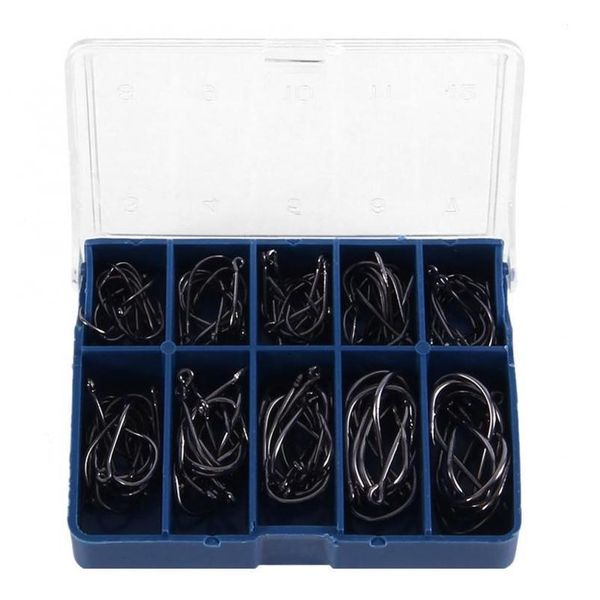 

100pcs/box fish hook high carbon steel barbed 3#-12# 10 series in fly fishing hook worm pond fishing bait holder jig ho bbylmv