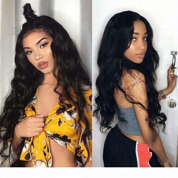 

полное кружево человеческие волосы парики предварительно сорванные волосы 130% плотность перуанской кузовной волны кружева передний парик с, Black;brown