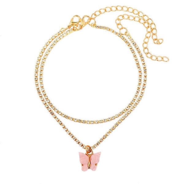 

caraque fashion acrylic butterfly anklet rhinestone теннисная цепь сеть ноги женский летний пляж анклауты босоносца сеть ювелирные изделия h, Red;blue