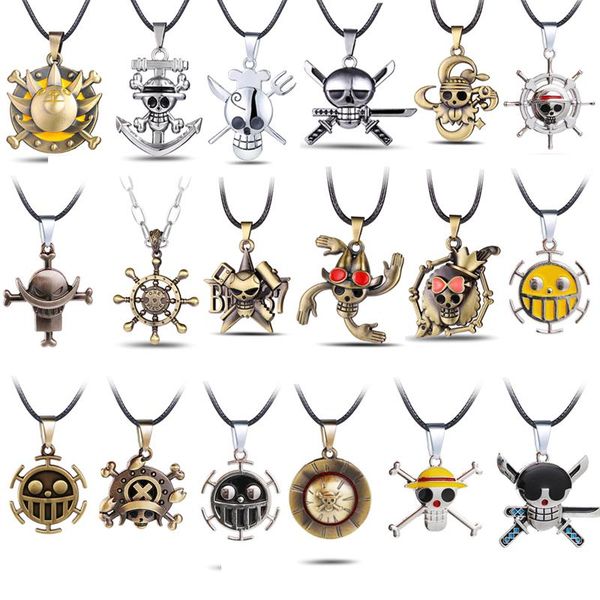 

anime one piece necklaces skeleton luffy pirate skull metal pendant choker necklace men women jewelry souvenir gift, Silver