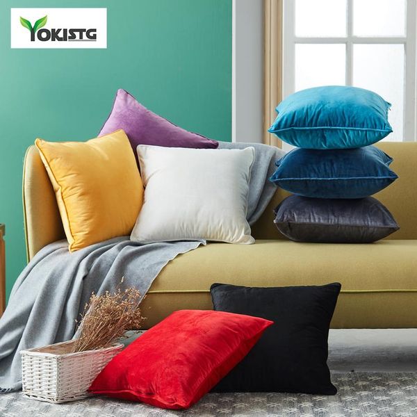 

yokistg soft plush stylish velvet cushion cover pillow cases for sofa chair seat home decor nordic style 45x45cm pla bbyeoj