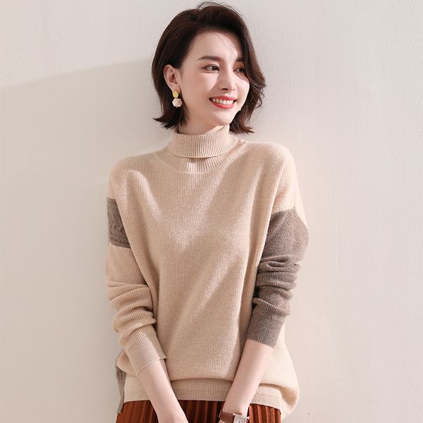 

2021 quality grade 100% pure cashmere goat knits women's sweaters high winter pullovers warm longer jumpers yzqt, White;black