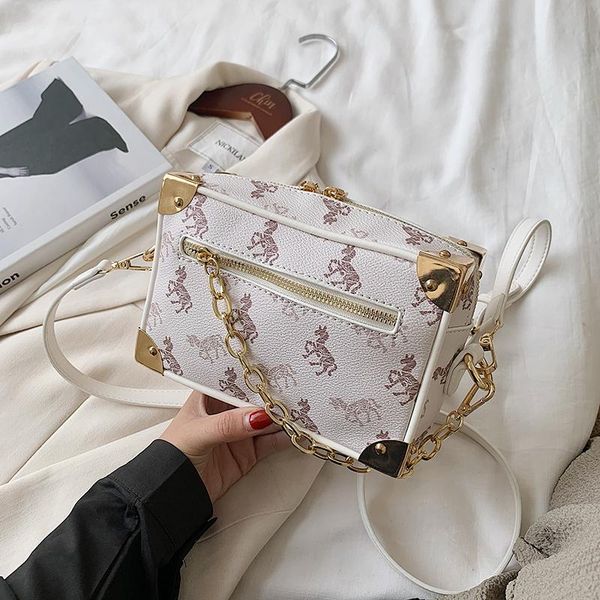 

all-match bag women 2020 popular new fashion shoulder bag fashion ins messenger box chain printing square