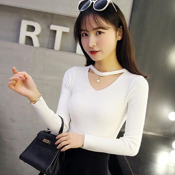 

bethquenoy autumn sweaters women 2020 christmas clothes fall knitted long sleeve white pull femme kobieta swetry, White;black
