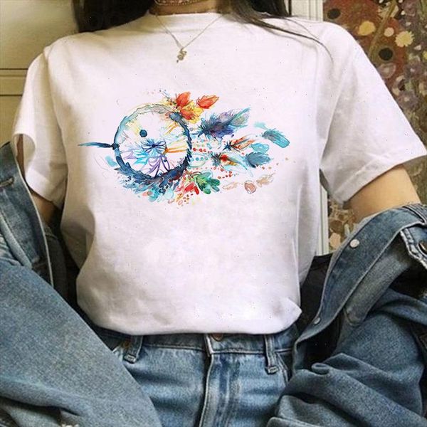 

2021 summer women t shirt beautiful bell printed tshirts casual tee harajuku 90s vintage white tshirt female clothing