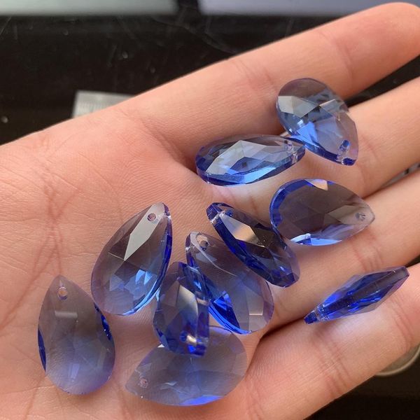 

10pc 20mm blue faceted crystal prism bead pendant chandelier part charm hanging suncatcher diy spacer h jllmeq