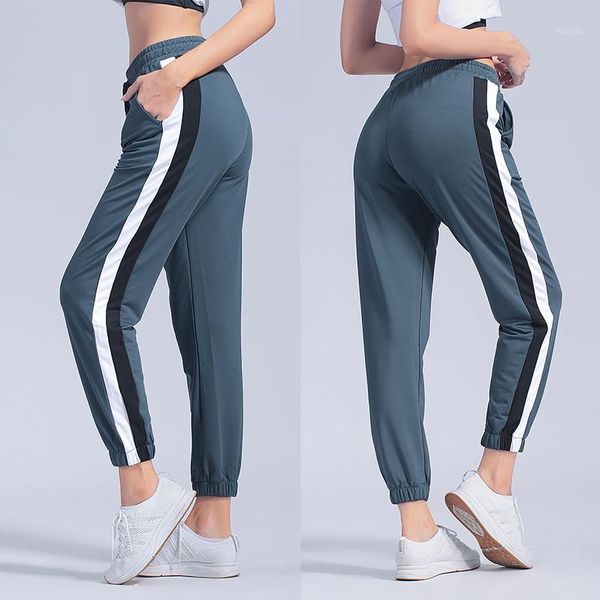 

running pants women light thin elastic yoga female sports training pant fitness gym jogging trousers dance legging quick drying1, Black;blue