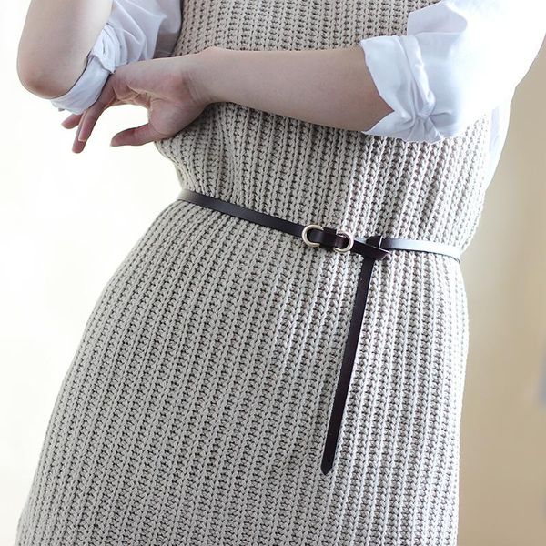 

thin adjustable patent leather belt for women sweetness vintage buckle decor dress belt for clothes accessories, Black;brown