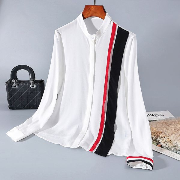 

2020 shirts put new together in color silk shirt long sleeve female blouse cardigan fashion temperament 5gj0, White