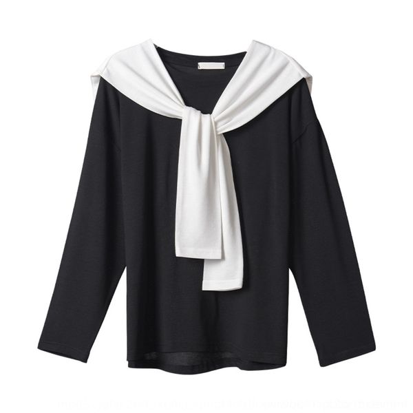 

dobf7 шаль t-рубашка женской toptoptop падения 2020 корейского нового дна topversatile основного рыхлой coatsolid цвета с коротким рукавом v, White