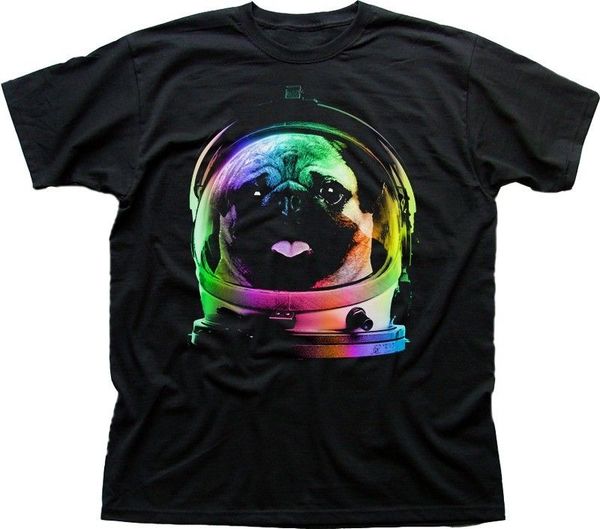 

sport 2019 short sleeve o-neck space pug dog space man astronaut rocket black printed t-shirt custom t shirts