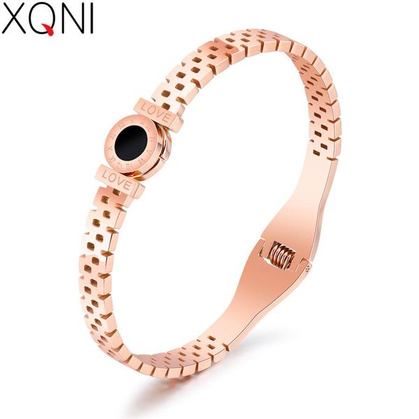 

xqni hollow черного римские цифрового круглого торт браслет розового золото всего код открытие титан стал браслет женщины ювелирных изделий, Golden;silver