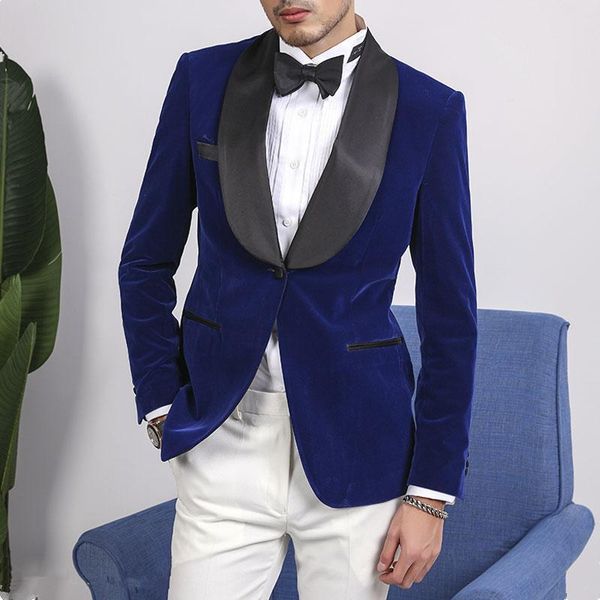 

one piece royal blue man blazers groom tuxedos men wedding costume costume homme человек наряды отореждение terno masculino, White;black