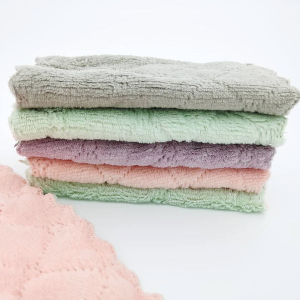 

hair, no oil dishwashing towel, solid color printing super absorbent dishcloth, dry and wet dishcloth