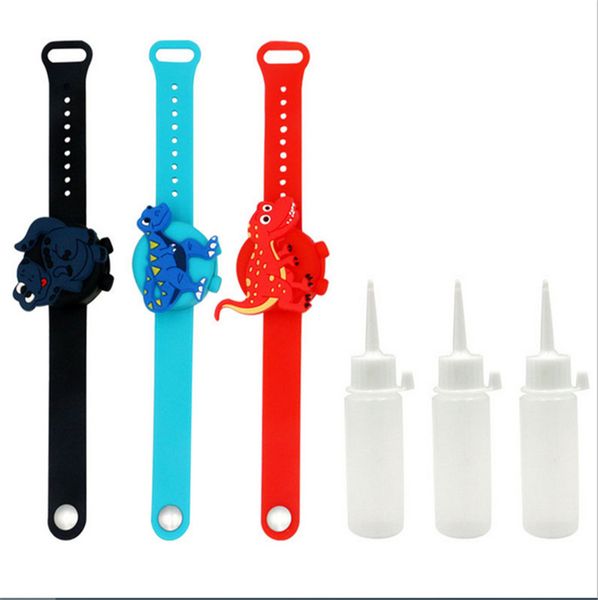 

kids children hand sanitizer wrist bracelet bangles with dispenser bottle silicone wristband cartoon bracelets ball game animal stylee101403, Red;brown