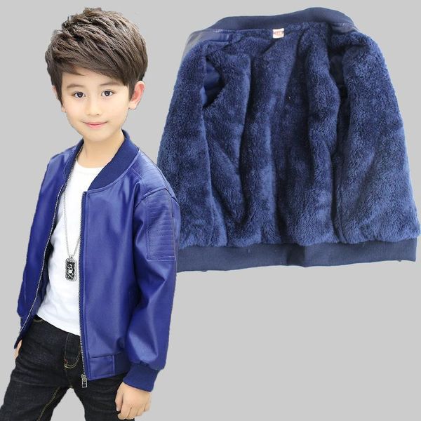 

autumn boys leather children jacket fleece jacket boys coats kids baby outerwear for kids coat, Blue;gray