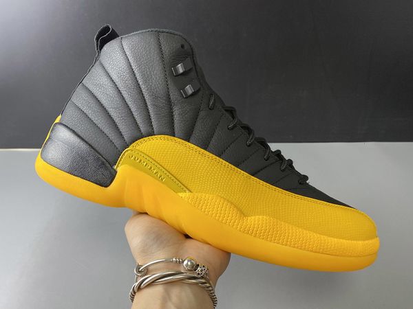 

release authentic 12 pe university gold black 2020 men basketball shoes gold black 12s real carbon fiber athletic shoes