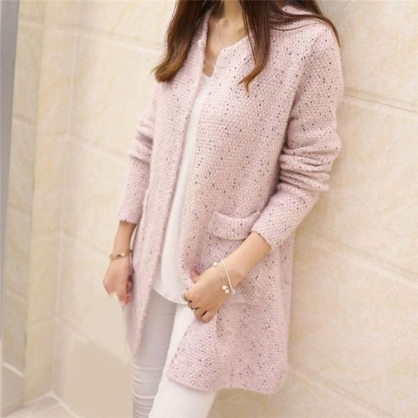 

winter warm fashion women solid color pockets knitted sweater tunic cardigan new crochet ladies sweater tricotado long cardigan1, White