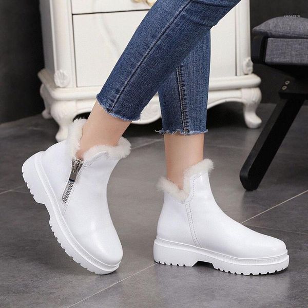 

2020 fashion new snow boots atmosphere simple elegant ladies short boots all-mhatc celebrity style non-slip flat shoes1, Black