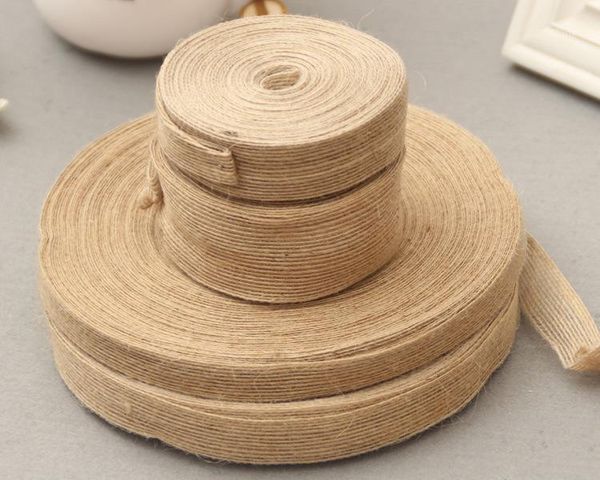 

100m shredded jute twine rope woven linen with handmade ornaments diy b6491, Black;white