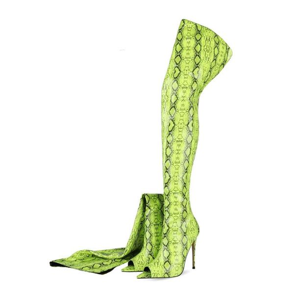 

boots peep toe over the knee women fluorescent patent leather thigh high zipper fashion style spring autumn long, Black