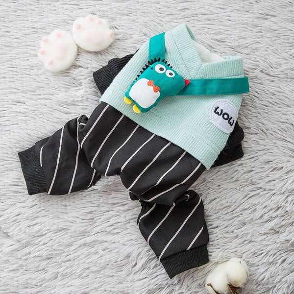 

cute dinosaur decor puppy overalls for autumn and winter thicken four-legged pet clothes warm padded dog costume pet jumpsuits