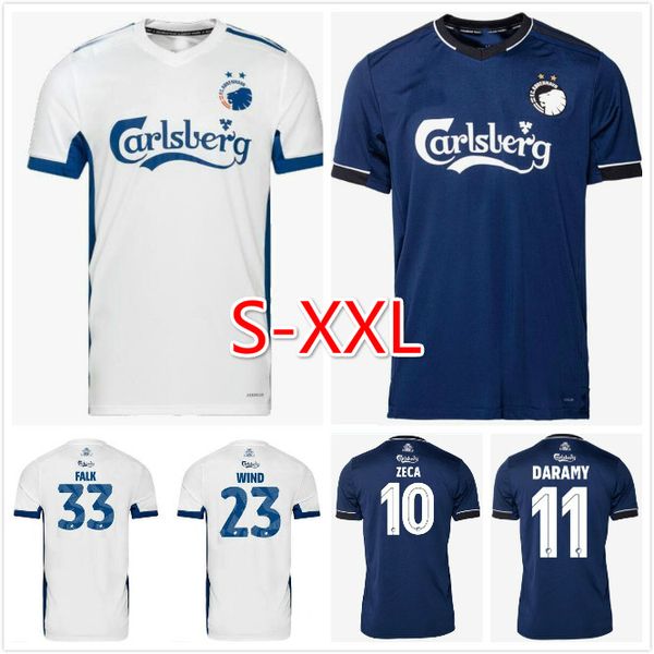 

20 21 danish copenhagen soccer jersey 2020 2021 away navy blue football shirts fischer sigurdsson zeca n'doye skov uniform copenhagen s, Black;yellow