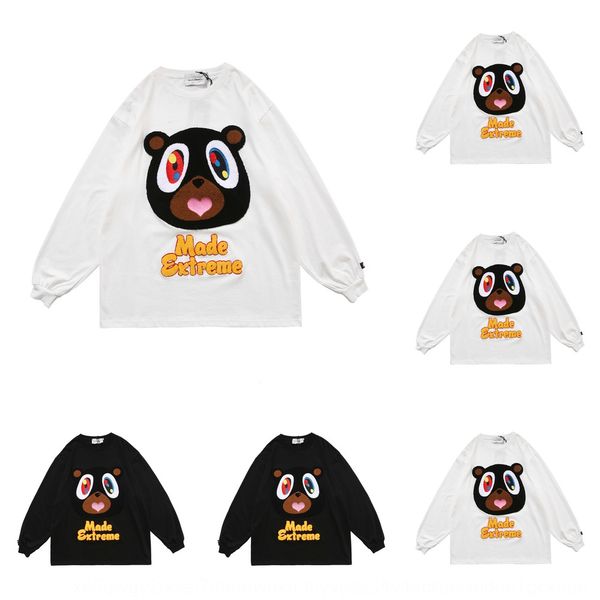 

это не обычная вещь осенью 2020 стекаются милого медведя мужчин любителей моды длинные футболки sweatersweater свитер рукав случайных футбол, Black