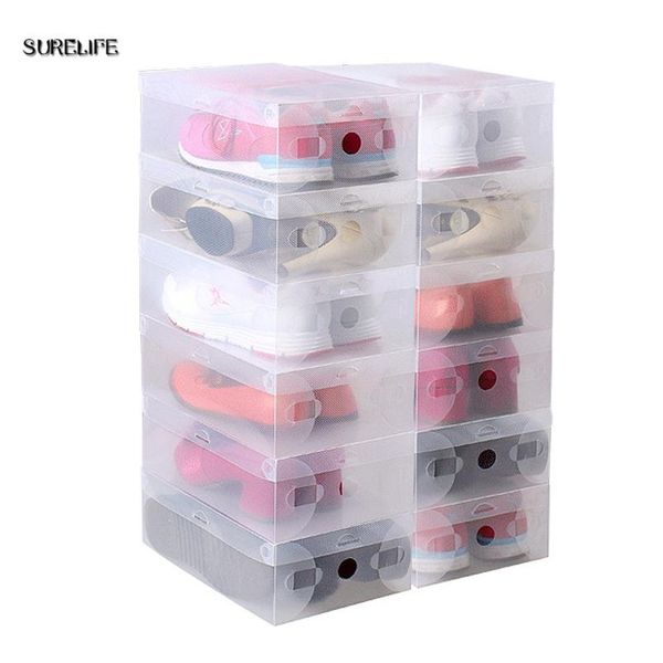 

10pcs transparent clear plastic shoe box storage shoe boxes foldable shoes case holder shoebox transparent shoes organiz bbynqu