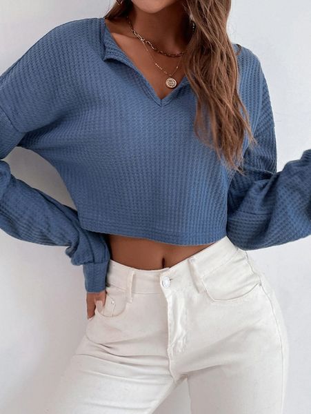 

drop shoulder waffle knit tee o6xa#, White