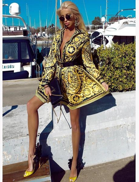 

retro vintage womens boho dress 2020 spring loose long sleeve party a-line dress ladies v-neck swing short mini dresses hot, Black;gray