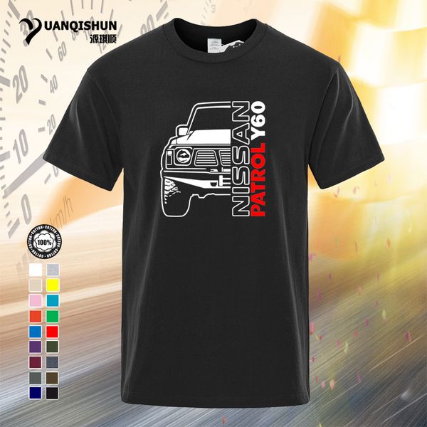 

yuanqishun tee shirt fashion design classic japanese car fans patrol y60 t-shirt 16 colors o-neck cotton tshirts short sleeves tshirt 0181-e, White;black