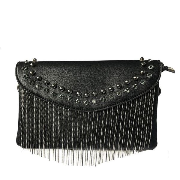 

2020 new fashion soft leather envelope bag female studded clutch bag tassel chain single shoulder rivet diagonal small