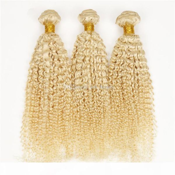 

blonde kinky curly human hair weaves 3 bundles deals afro kinky curly 613# platinum blonde human hair extensions, Black