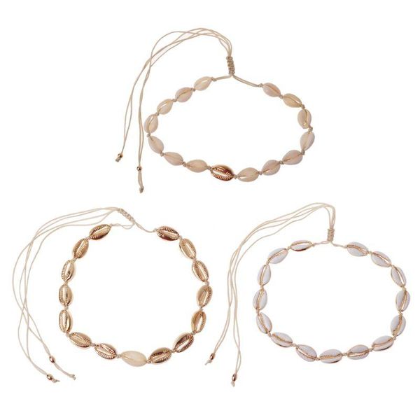 

chokers gold color shells necklace for women bohemia summer white conch choker collar fashion jewelry a559, Golden;silver