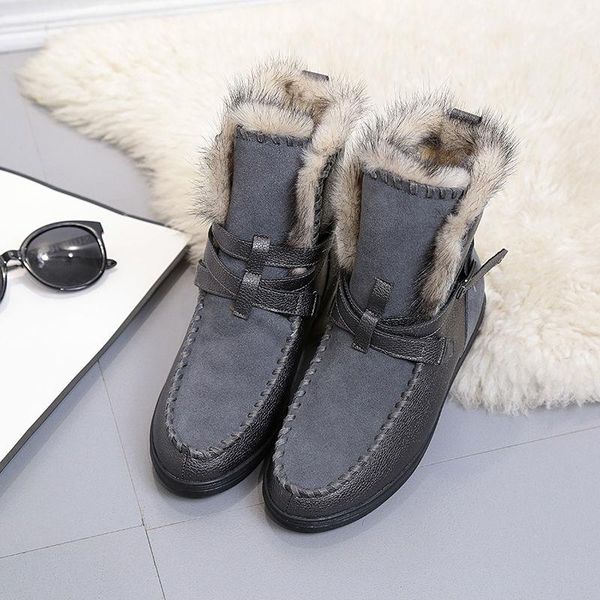 

natascha new arrival women ankle boots platform warm fur cow suede women shoes snow boots casual winter round toe flat with, Black