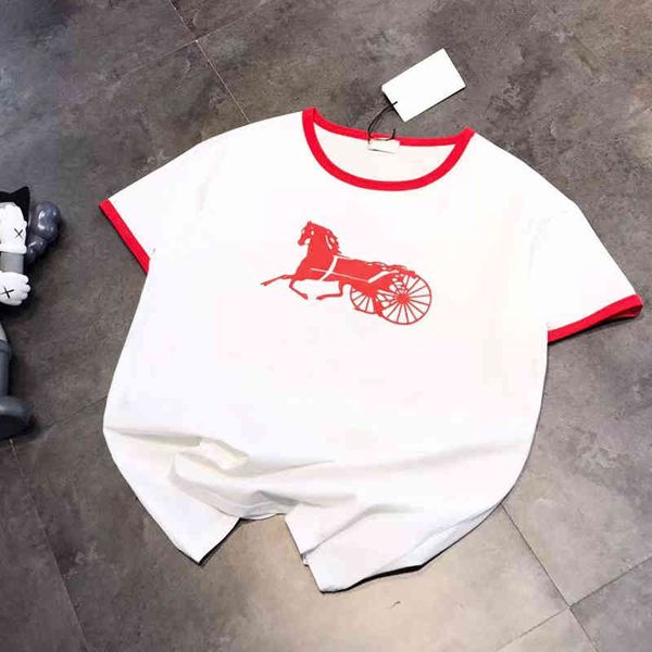 

2022 factory wholesale new model [printed]spring summer 22 couple simple letter casual loose round neck short sleeve t-shirt, White